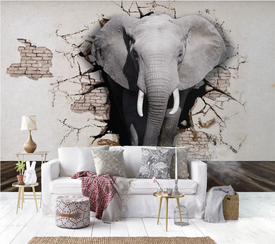 Индивидуальные 8d фото обои 3d росписи стерео слон художественный фон настенные