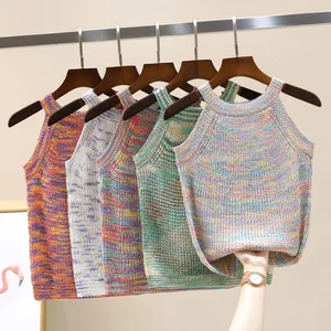 Топ женский трикотажный, без рукавов, с открытыми плечами