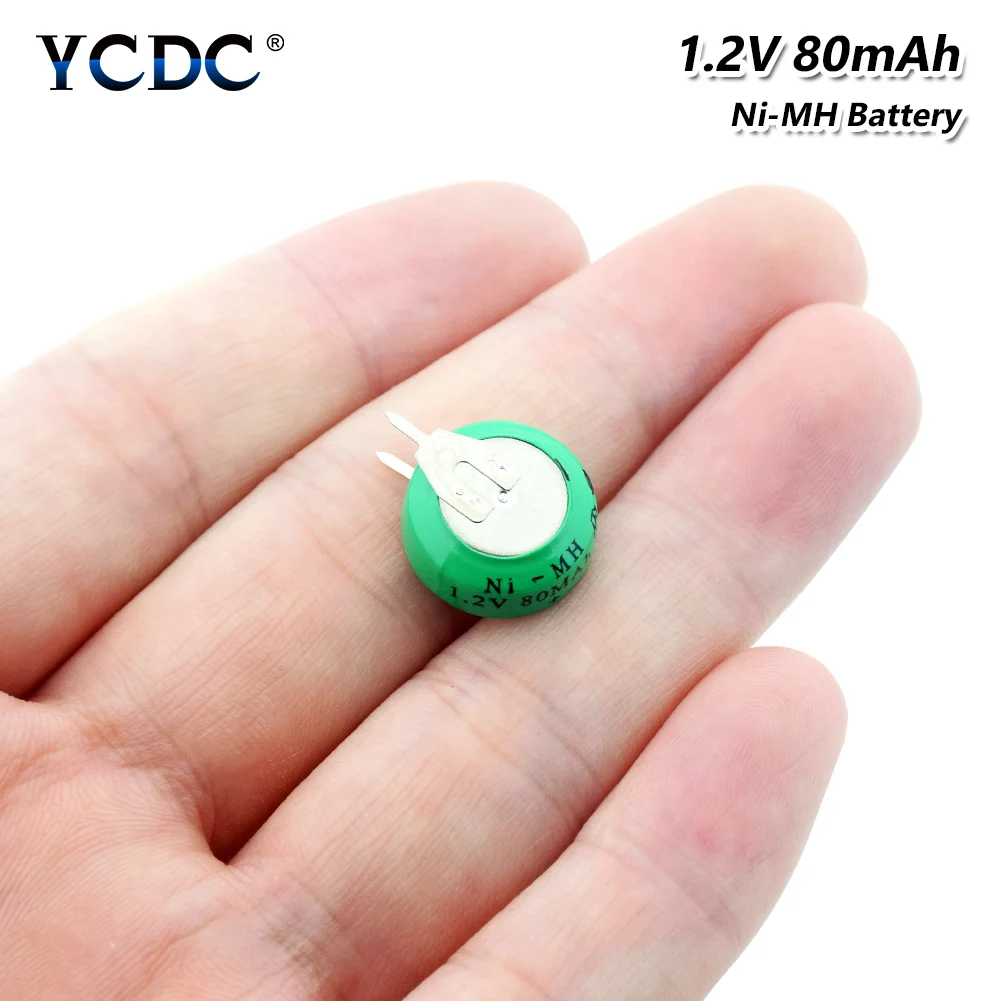 

1/2/4/6/8/10 Pieces 1.2V 80H 80mAh Ni-MH Rechargeable Nickel Metal Hydride Coin Cell Button Battery For Wireless Earphones