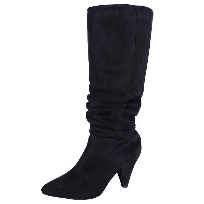 

Autumn and winter new pure color high heel boots over knee boots high tube pointed women's Boots