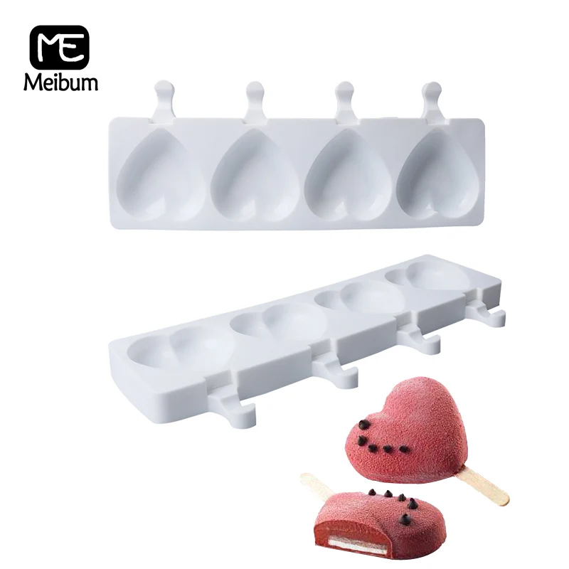 4 полости мороженого силиконовые формы DIY сок эскимо Любовь Сердце Форма