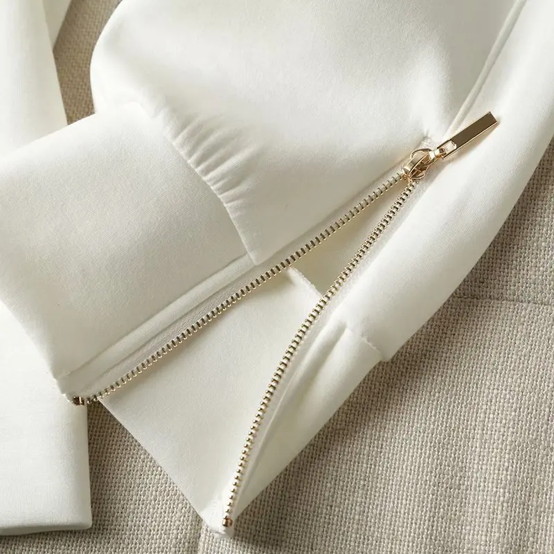 

Fashion Woman White Pants Women Thick Cargo High Waist Zip Pants Loose Trousers Joggers Female Drawstring Sweatpants Streetwear