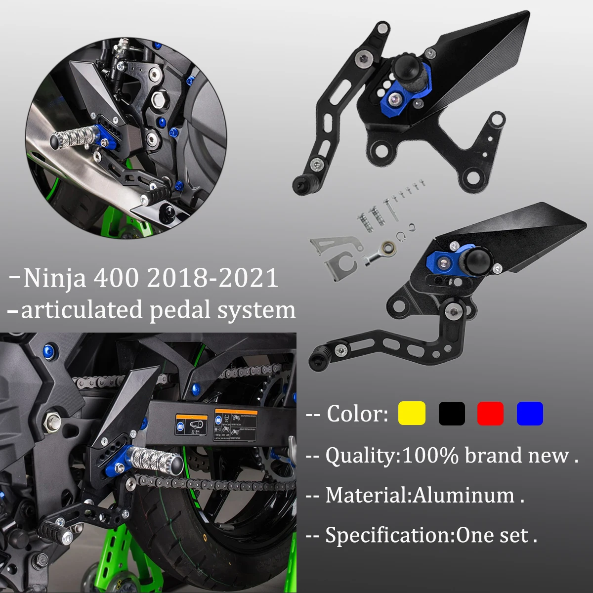 

MTKRACING for kawasaki Z400 ninja400 ninja 400 rear pedal augmented pedal for motorcycle articulated pedal system 2018-2021