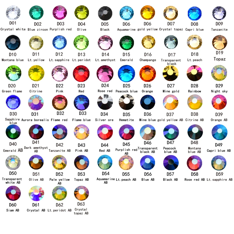 Смешанные разные размеры Стразы Блестящие кристаллы AB Красочные без горячей