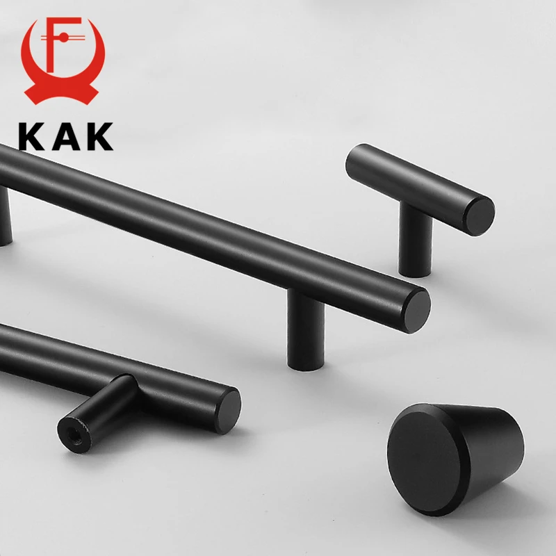KAK Черная кухонная ручка T-Bar ручки шкафа ящика прямые длинные дверные |