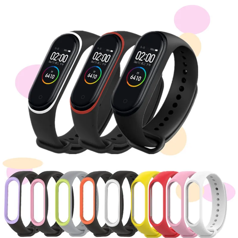 Sport Silicone Bracelet for xiaomi mi band 4 3 bracelet Pure Dual color Replacement Strap Mi Band 4 Miband 4 3 Wrist Straps band