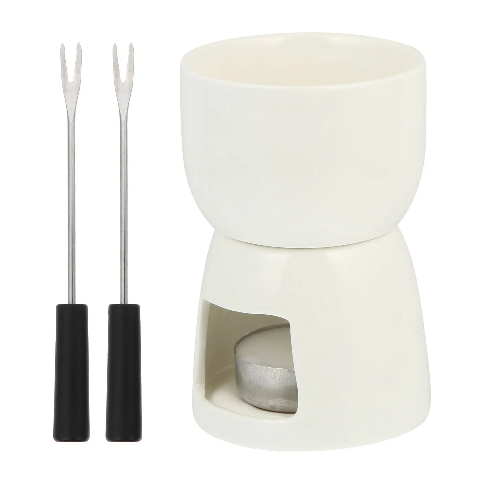 1 Set Ceramic Fondue With 2 Forks Premium Tea Light Porcelain Melting Pot Chocolate Cheese Melting Oven Baking diy hot pot