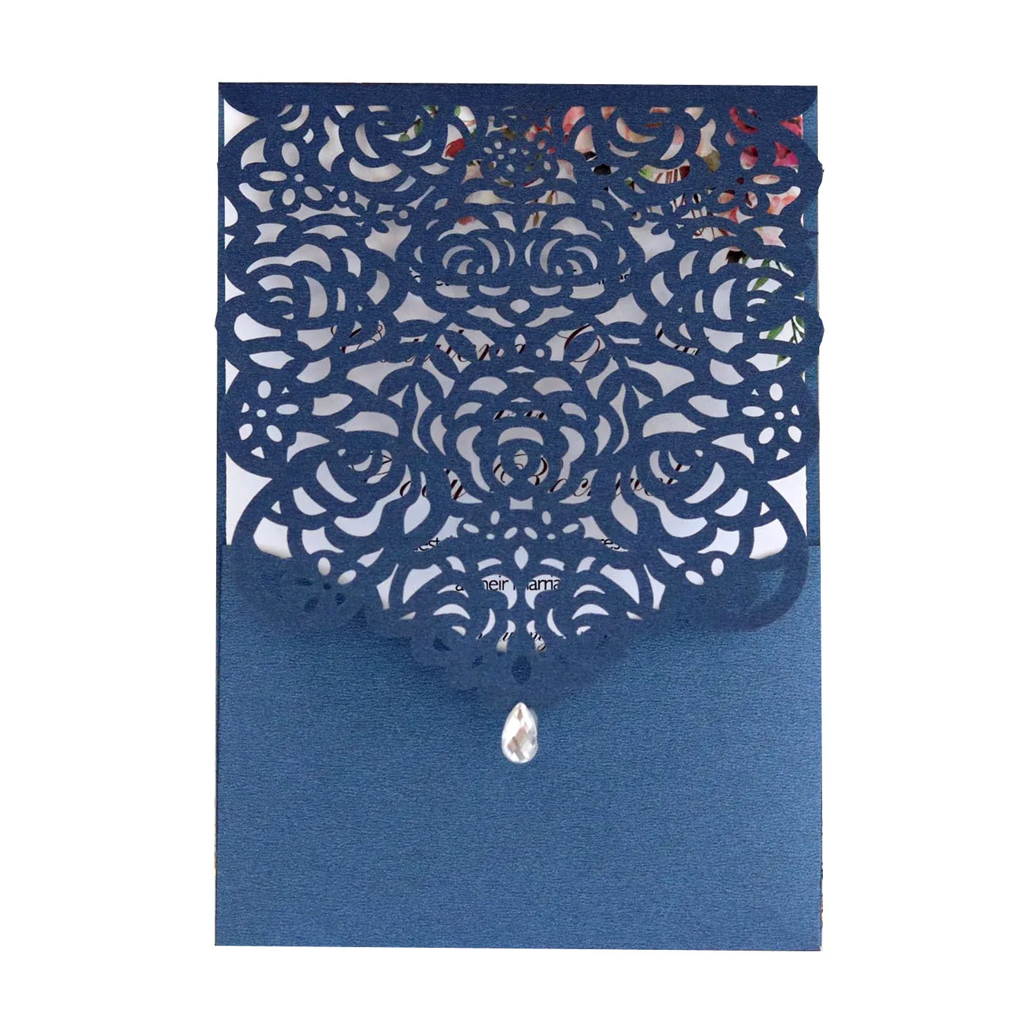 С цветами лазерной резки карманные свадебные открытки с пригласительными