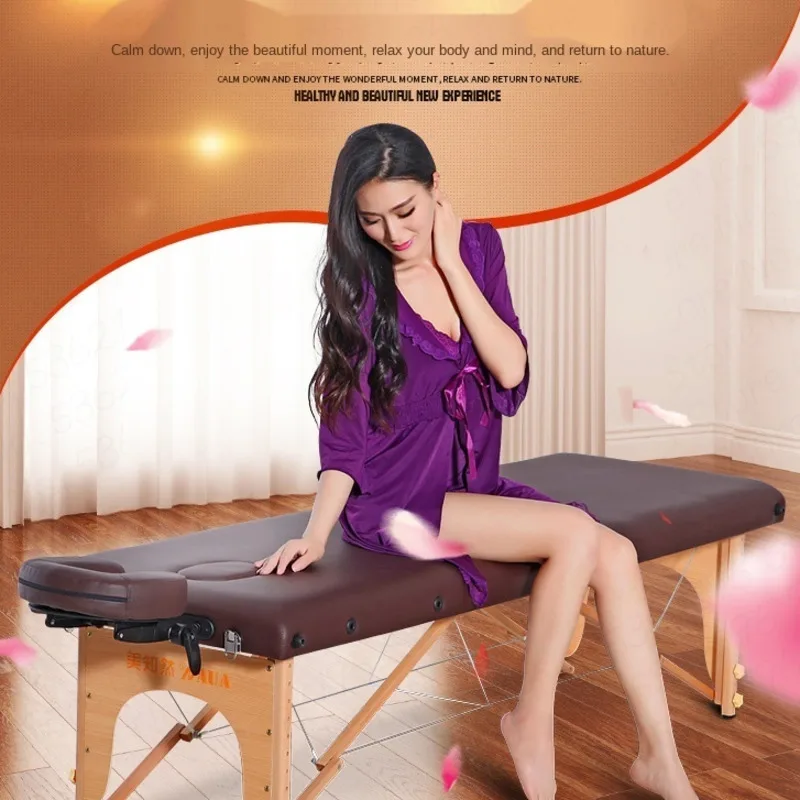 

Portable Household Massage Bed Folding Beauty Massage Bed Professional Portable Spa Massage Bed Hairdressing Furniture Wooden