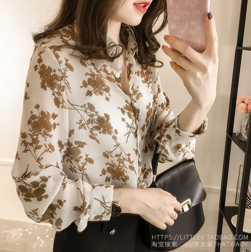 

Mazefeng New Casual Striped Oversized Women Blouses Spring Chiffon Blouse Sleeve Loose Tops Shirts Blusas Mujer Plus Size Floral