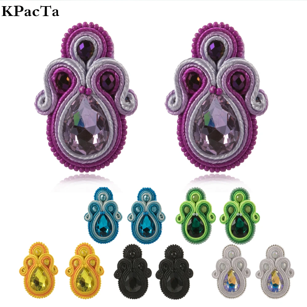 KPacTa-pendientes de estilo étnico para mujer, aretes de lujo con diamantes de imitación, joyería de oficina, regalo, accesorios exóticos