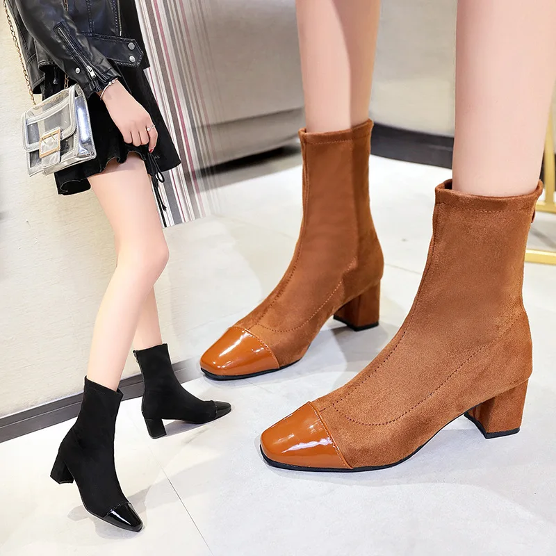 Женские ботинки с квадратным носком универсальные удобные в британском стиле