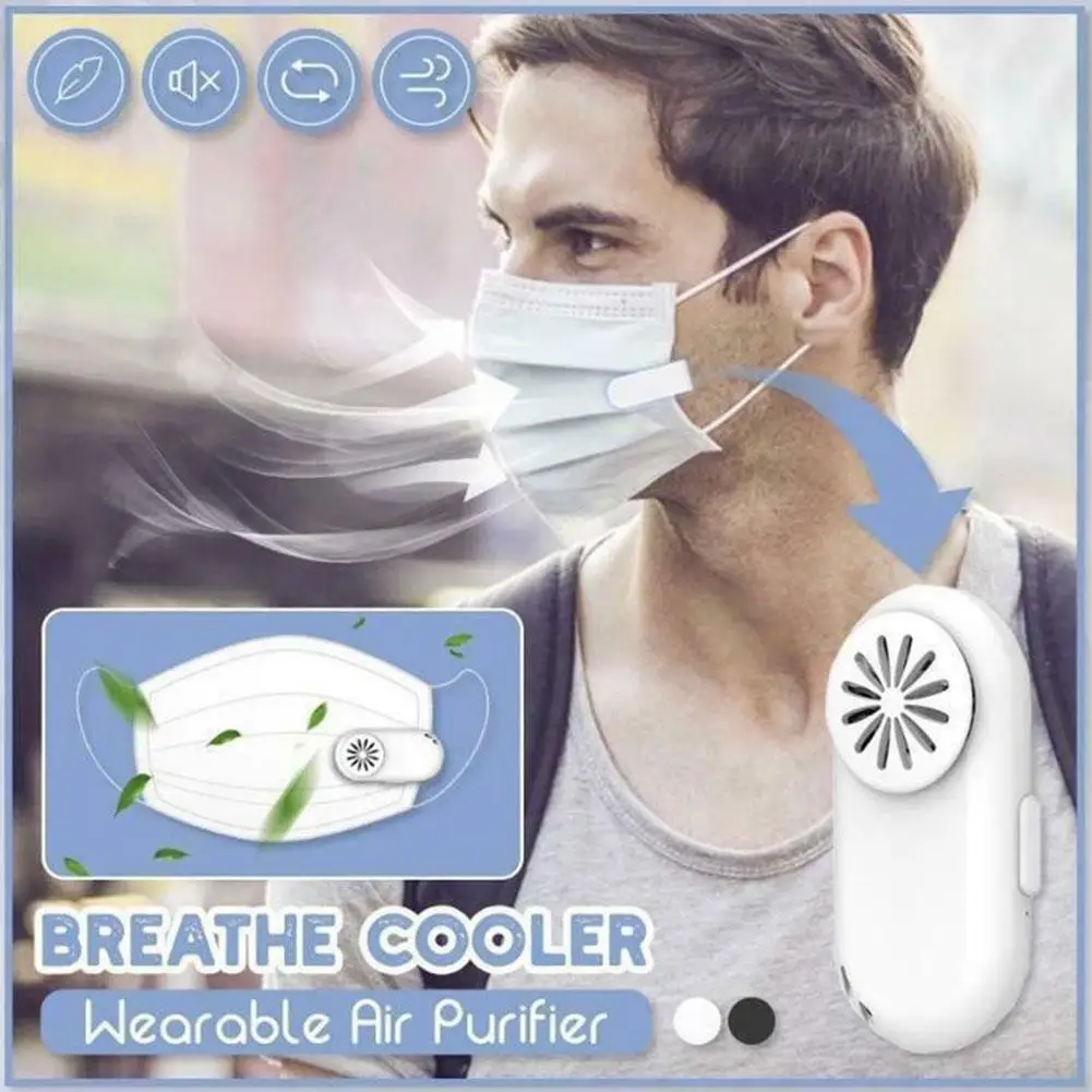 

Многоразовый портативный вентилятор для маски на лицо с клипсой, воздушный фильтр, перезаряжаемый от USB, мини-вентилятор для выхлопных газо...