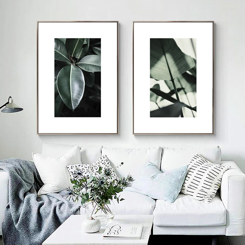 

Nice Fresh Green Plant Wall Art Canvas Paint Abstract Nordic Posters Minimalist Living Room Decor21-0202-12