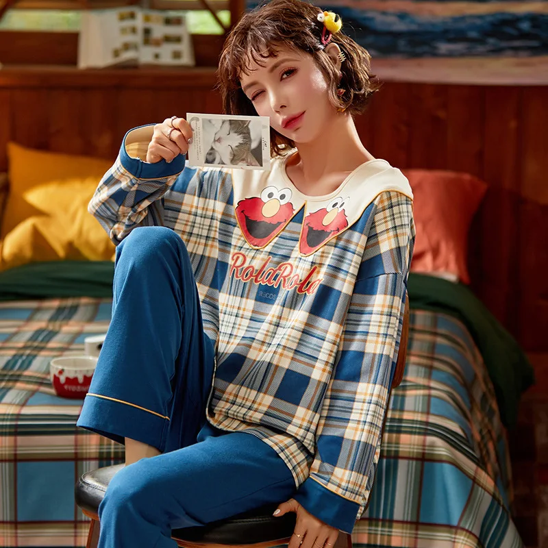 

NIGHTWA New Cotton Sleepwear Cartoons Women's Pyjamas Set Lady Pajamas winter Women Pijamas mujer Set Leisure Nightwear Homewear