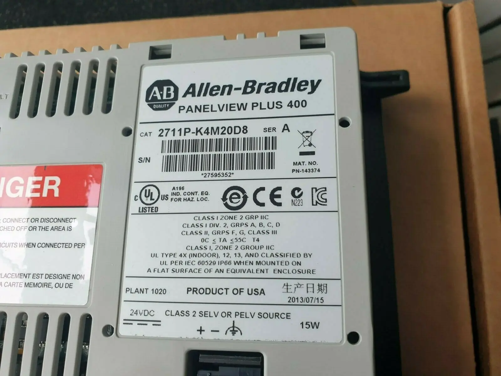 

Allen Bradley 2711P-K4M20D8 Panelview Plus 400 Used In Good Condition