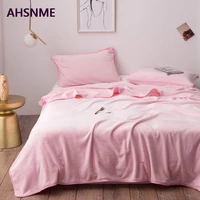 AHSNME Pink Thick Coral Blanket Solid Color Mink Velvet Blanket Soft Sofa Throw Multi Size High Quality Rug Drop Ship