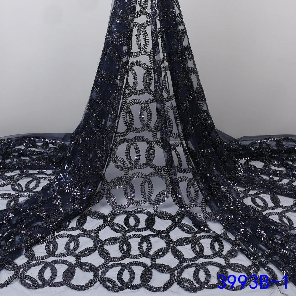 

XIYA Gold African Handmade Special Beads Lace Fabric 2021 High Quality Embroidered French Net Laces Sequins Fabrics 3993B