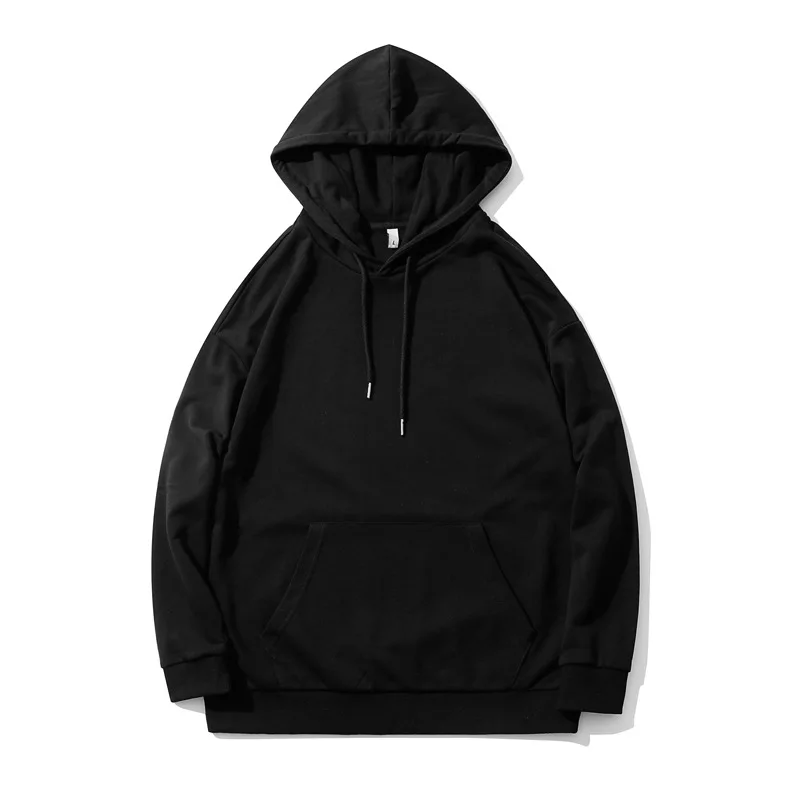 

2020 autumn and winter new main push sweater men's thin hoodie solid color pullover drop shoulder loose hooded sweater