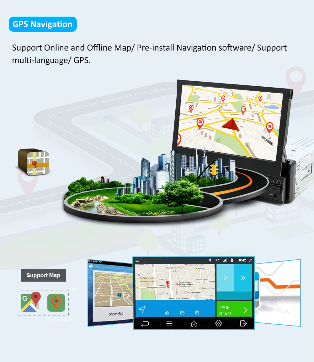 1 Din Android автомобильный мультимедийный авто радио dvd-плеер gps навигация с " сенсорный экран Съемная панель Поддержка wifi Зеркало Ссылка