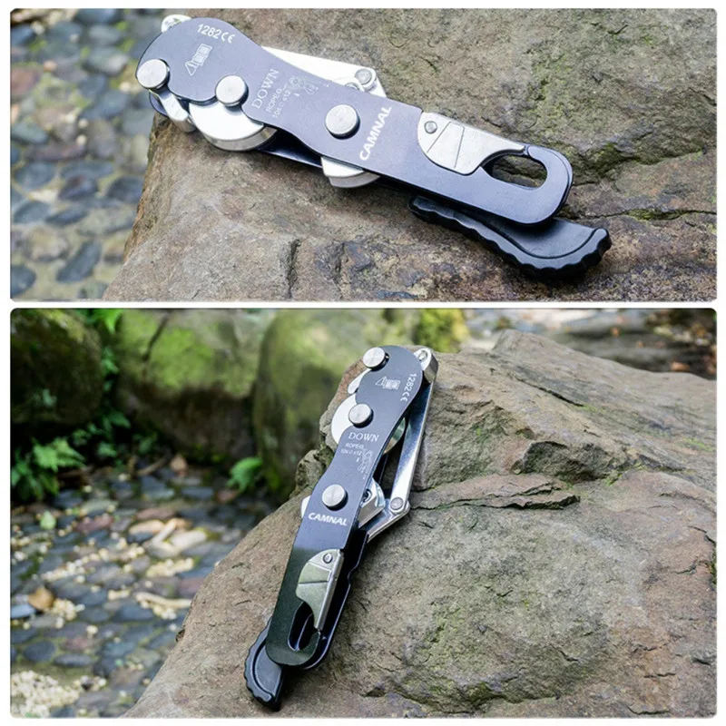 

Climbing Carabiner Hot forged Rock Climbing Stop Rope Clamp Grab Carabiner Descender 150kg Self-braking Accessory