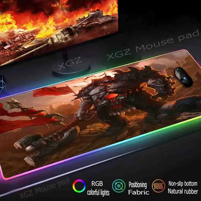 

Mairuige Large RGB Gaming Mouse Pad Lock-edge Anime Warrior Customized Office Computer Desk Mat Rubber Slip 900x400 / 800x300