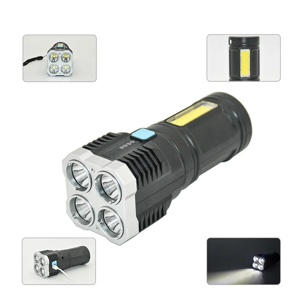 

Фонафонарь с USB-кабелем, 4 светодиосветодиодный, 10000 лм, 1 шт.