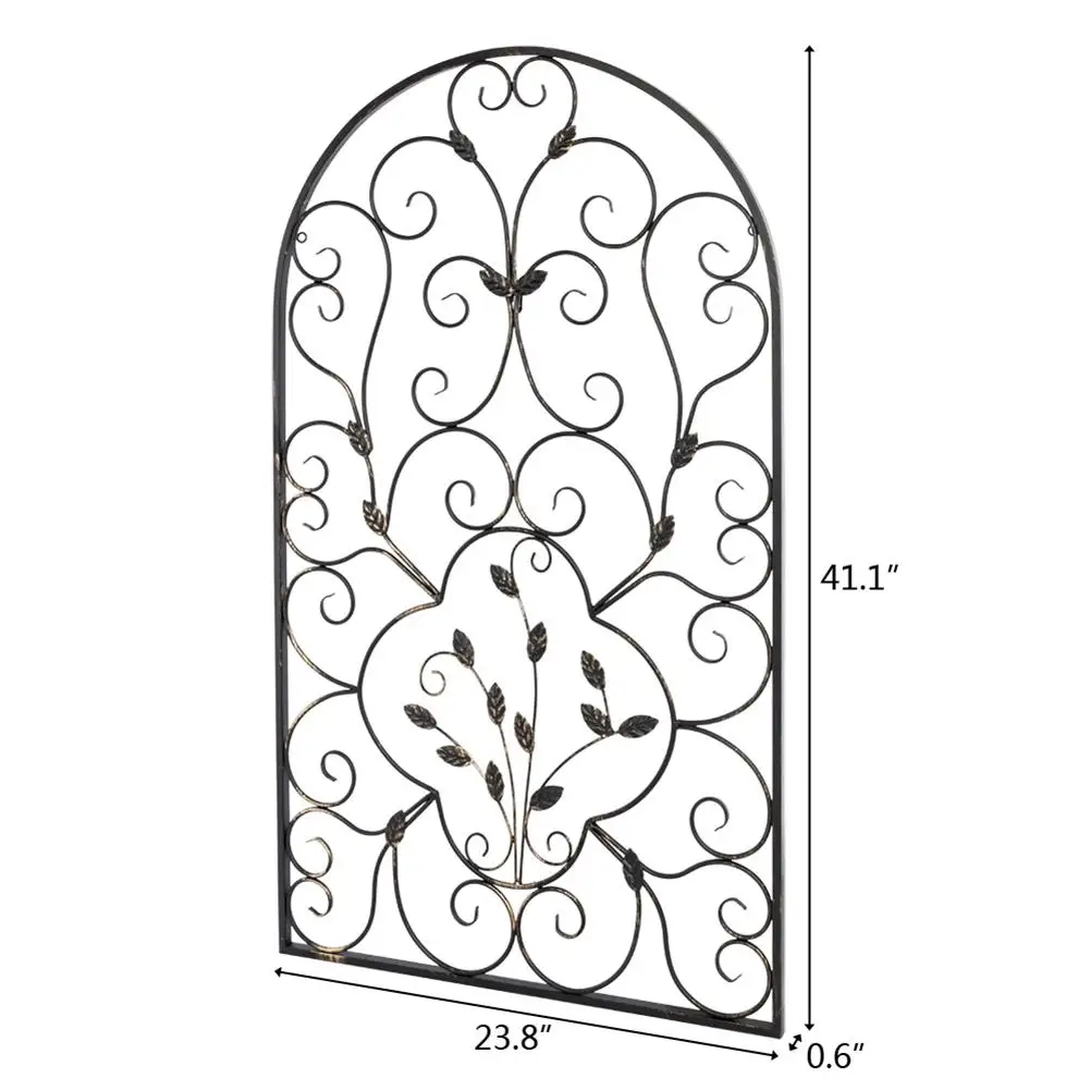 

41" Semi-Circular Retro Decorative Arch Wall Art Leaf Shape Iron Ornament