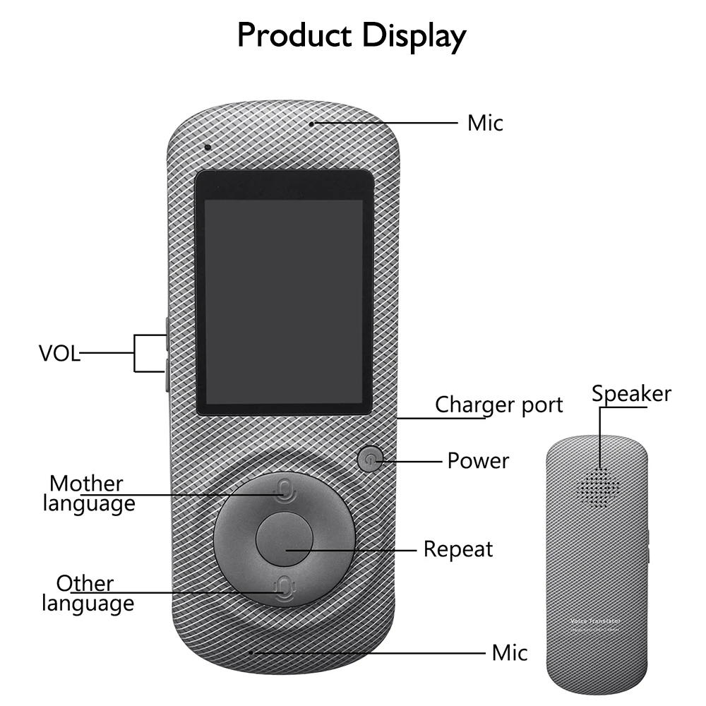 2 4inch portable voice translator support 42 languages 1500mah touch screen wifi smart portable voice translator wearable device free global shipping