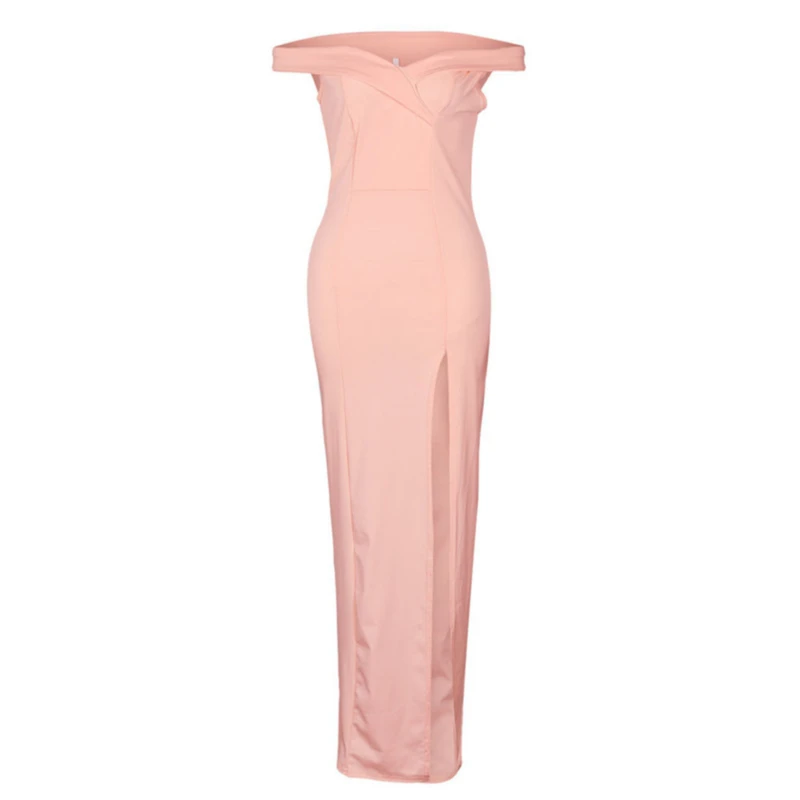 

Women's Off Shoulder Dresses Casual Long Maxi Evening Party Beach Long Dress Solid Pink Black V-neck Summer Costume Hot