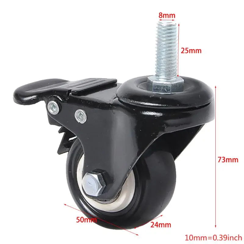 

New 4 Pack PU Rubber Swivel Casters with 360 Degree Each Wheel Capacity qiang