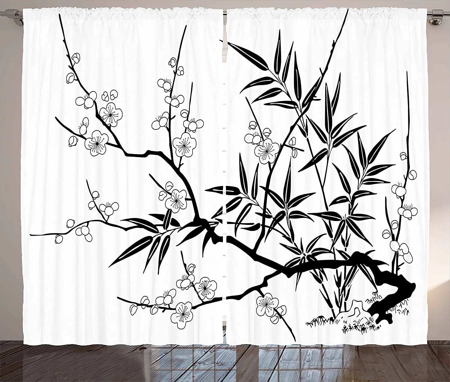 

Современные шторы японские цветущие вишни ветки дерева с цветами листья с рисунком для гостиной спальни черные Оконные Занавески