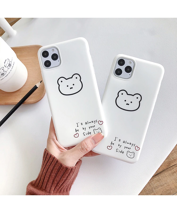 Простой Чехол для мобильного телефона с белым медведем для iPhone 11 Pro Max, силиконовый защитный чехол для iPhone X XR XS Max, мягкий чехол
