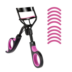 11pcs Eyelash Curler Eye Lash Cosmetic Curling Tweezers Tools Handle + 10 Silicone Replacement Pads 