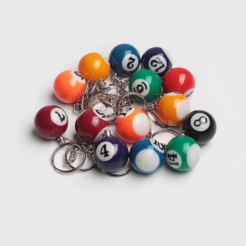 

Box Of 16pcs Mini Billiards Shaped Keyring Assorted Colorful Billiards Pool Small Ball Key Chain Hanging Decorations Accessories