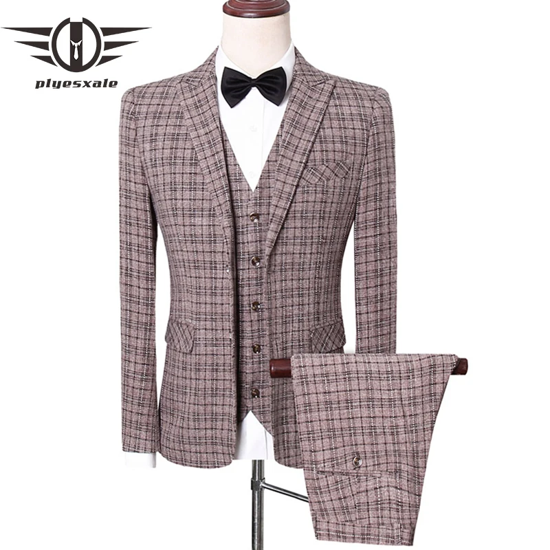 (Пиджак + брюки жилет) 2019 мужские костюмы с двумя разрезами мужской свадебный