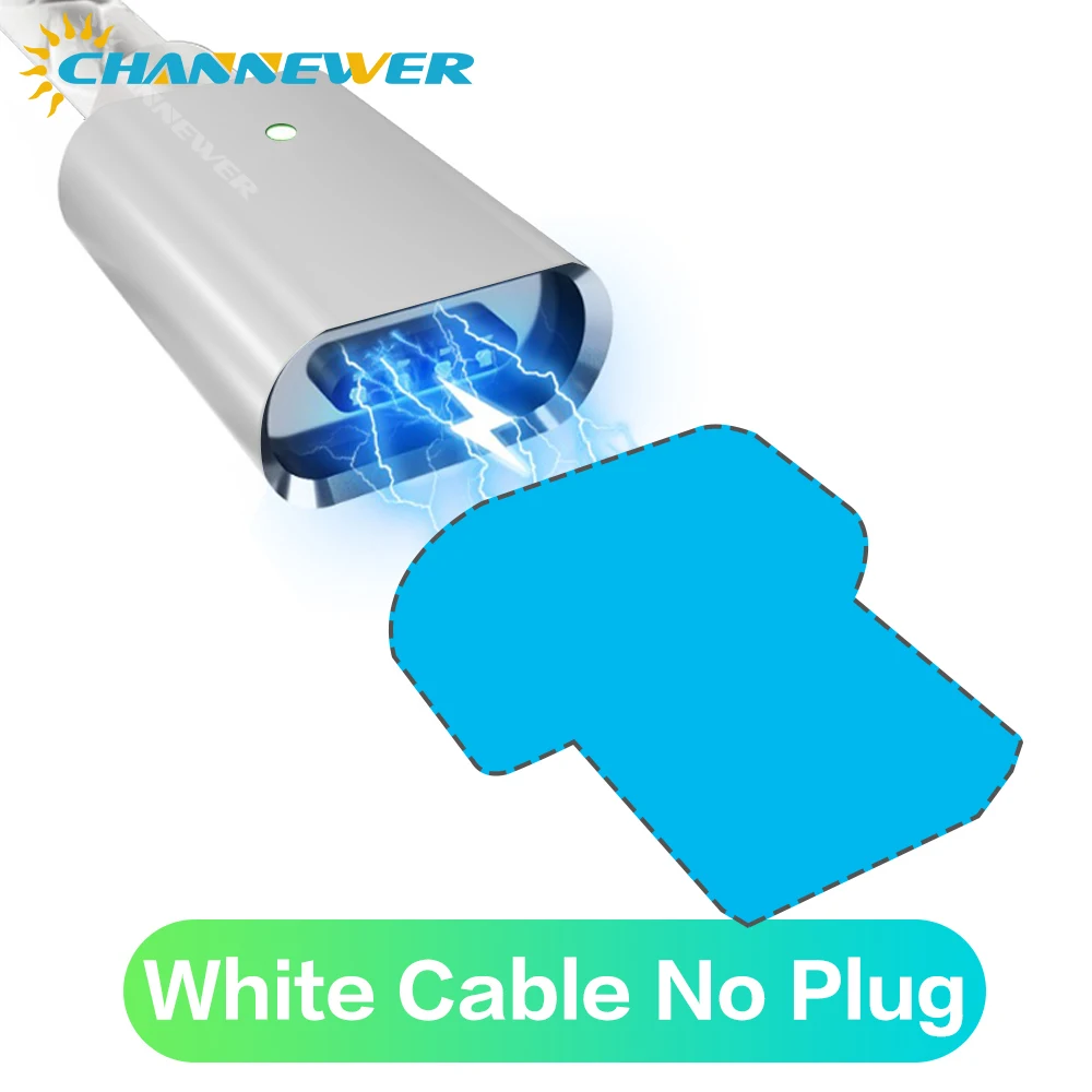 Магнитный кабель STONEGO, быстрая зарядка, магнитный кабель Micro USB и type C, кабель для синхронизации данных, кабели для телефонов, быстрая зарядка, магнитное зарядное устройство, кабель - Цвет: White Cable No Plug