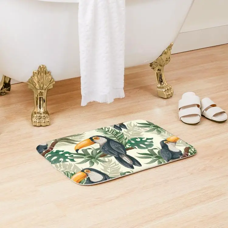 

Тропический коврик для ванной в стиле джунглей, современный домашний Противоскользящий коврик для туалета, гостиной, ванной, душевой, напол...