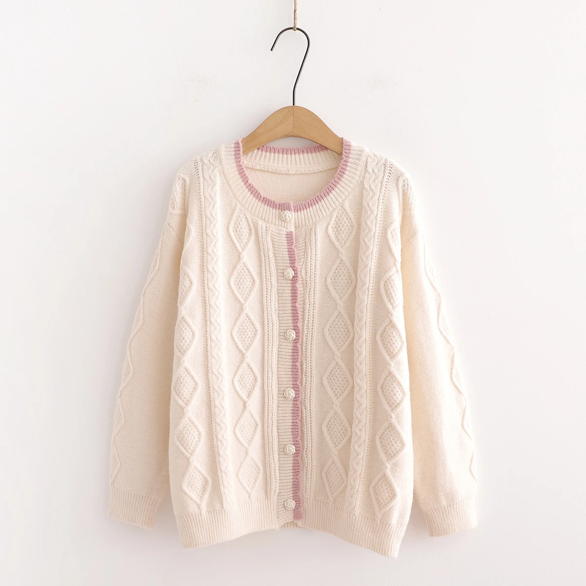 

Spring Autumn Fresh Style Cardigans Sweater Women Fashion Korean Chic O Neck Single Breasted Vintage All Match Knitted Outwear