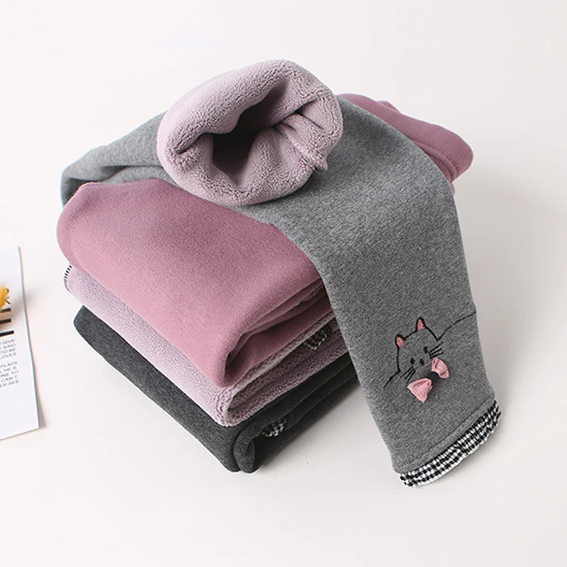 Зимние теплые штаны для девочек Детские утепленные вельветовые хлопковые