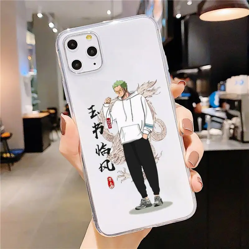 

One Piece Zoro Japanese Manga Phone Case Transparent soft For iphone 5 5s 5c se 6 6s 7 8 11 12 plus mini x xs xr pro max