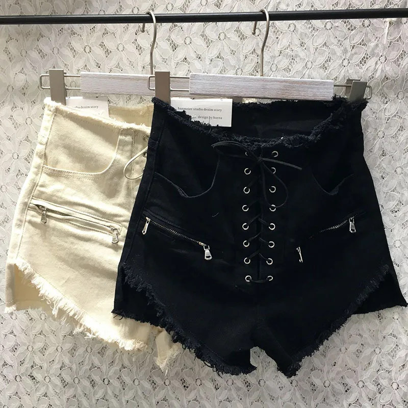 

IEQJ Women Big Size Black Zipper Wide Leg Shorts New High Waist Loose Fit Trousers Fashion Tide Spring Summer 2021 3D0379