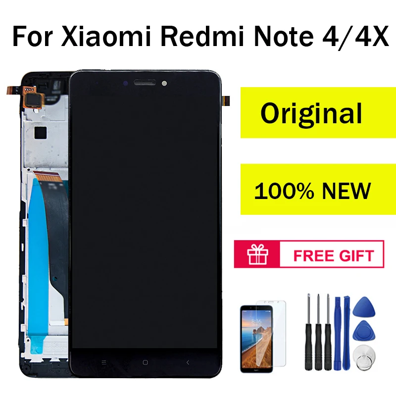 Оригинальный ЖК-дисплей для Xiaomi Redmi Note 4 Global с рамкой и сенсорным экраном
