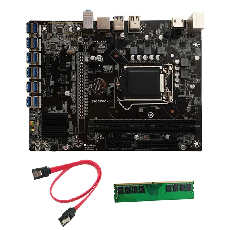 b250c btc mining motherboardddr4 4g 2666mhz memory 12xpcie to usb3 0 graphics card slot lga1151 computer motherboard free global shipping