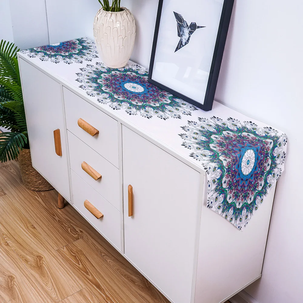 Перо Павлин Мандала фиолетовая настольная дорожка свадебное украшение для стола