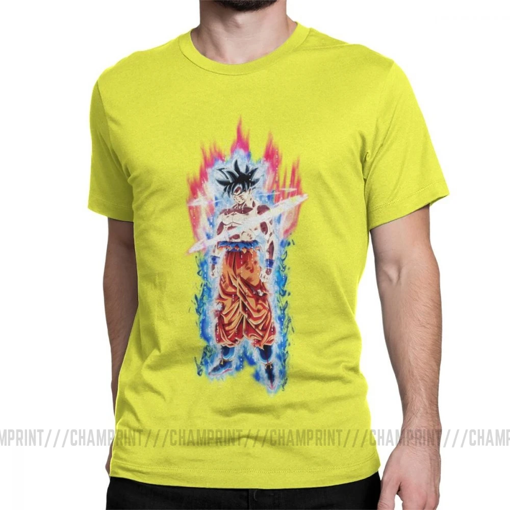 Goku Beerus Dragon Ball, мужские футболки, Vegeta Dbz, аниме, Harajuku, Забавные футболки, короткий рукав, вырез лодочкой, футболки, чистый хлопок, рисунок - Цвет: Цвет: желтый