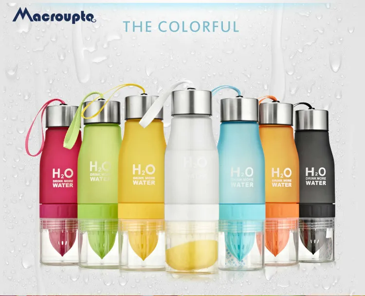 

New Xmas Gift 650ml Water Bottle Plastic Fruit Infusion Bottle Infuser Drink Outdoor Sports Juice lemon Portable Kettle