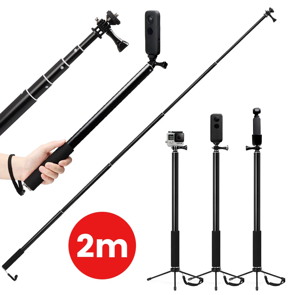 Монопод для селфи Insta360 One X/X2 /DJI OSMO Action/Pocket/Gopro Hero 7 6 5 Sjcam аксессуары камеры 2 м