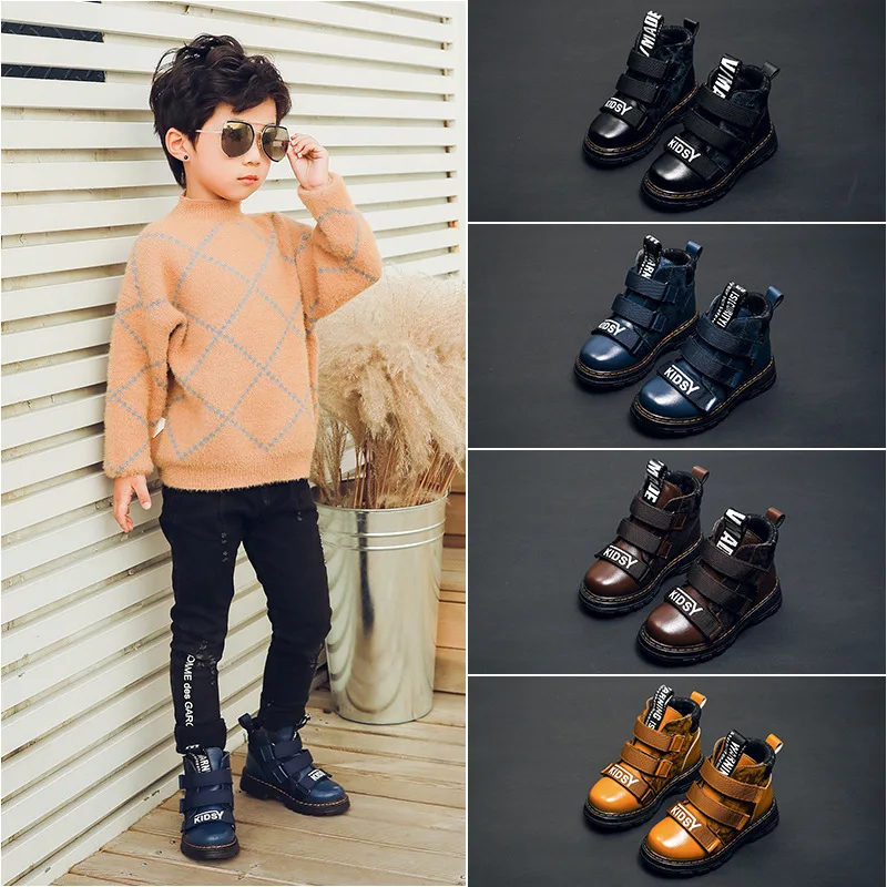 Зимние новые детские ботинки Martin для мальчиков модные кроссовки из натуральной