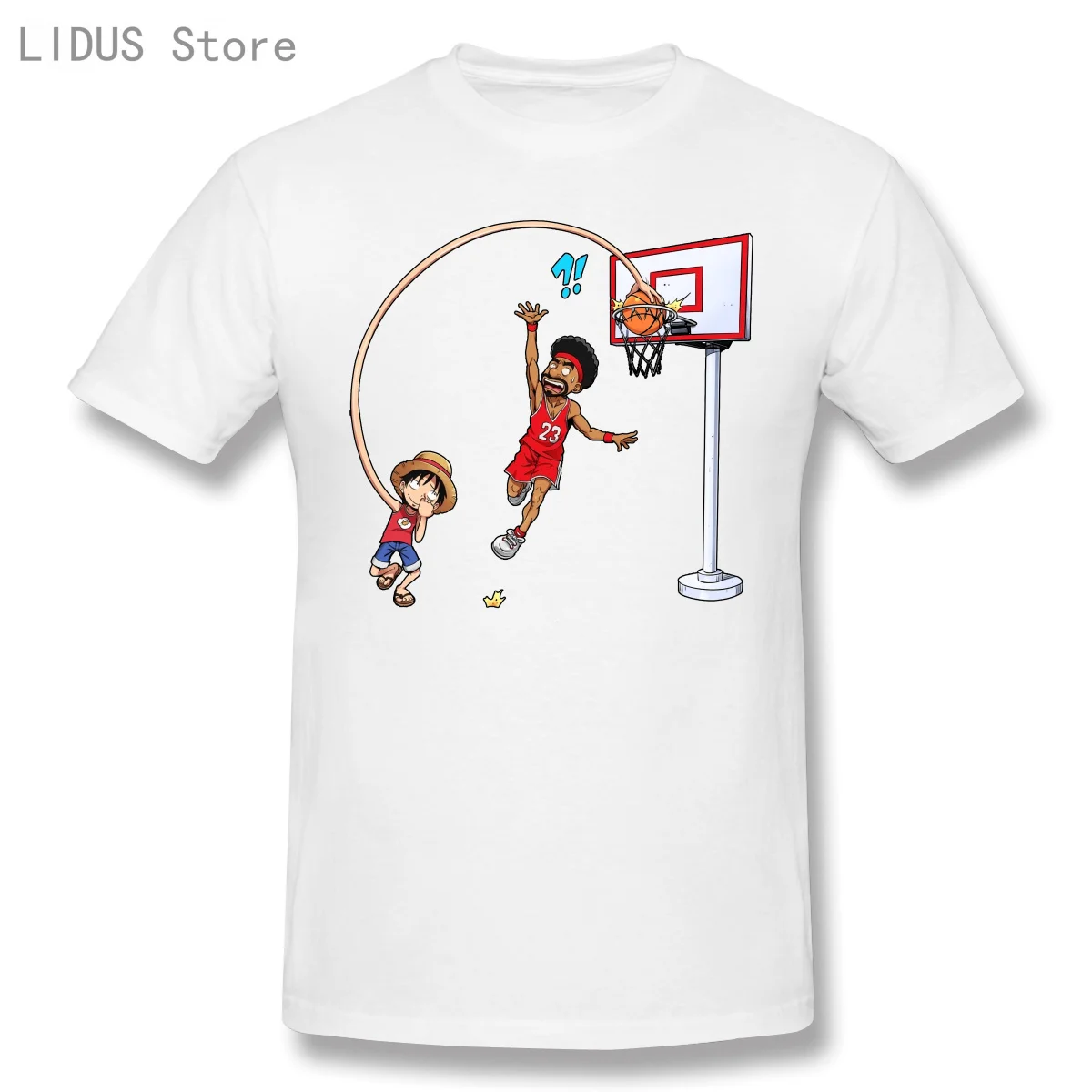 Camiseta манга-пародия де Луффи-на игровой площадке с Баскетбольным мячом